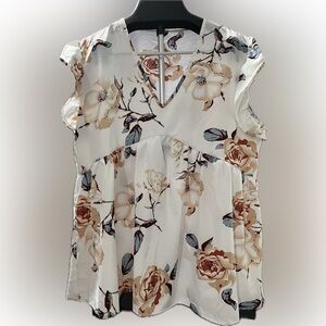 Floral Ruffle Sleeve Women's Top